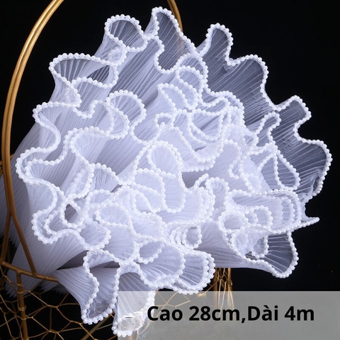 Cuộn voan ngọc trai TRẮNG 28cm*4m.