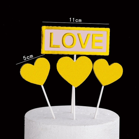 Set căm tim love vàng - trắng