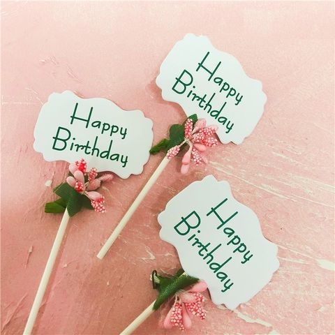 Set cắm thiệp hpbd - Hoa xanh lá