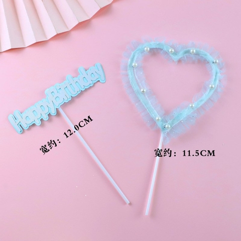 SC-set cắm TIM hpbd vải XANH đính hạt