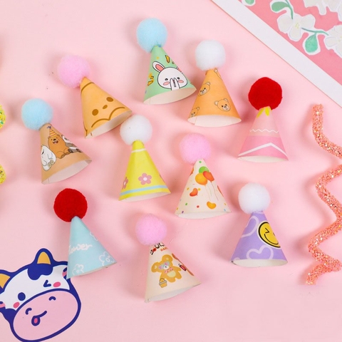 Set 10 mũ bông mini mẫu gấu thỏ trắng