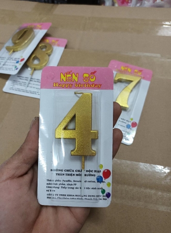 Nến số 4 nhũ vàng đồng loại to
