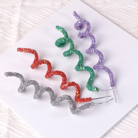 Set 4 que cắm nhựa xoắn dẻo MIX màu nhũ
