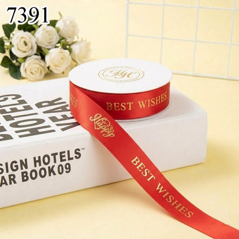 Cuộn 25m Ruybang Happy Best Wishes Đỏ Tươi 2.5cm