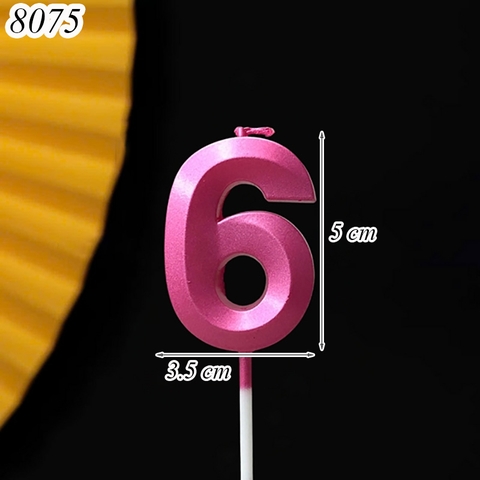 Nến số nhũ Hồng Đậm 3D số 6