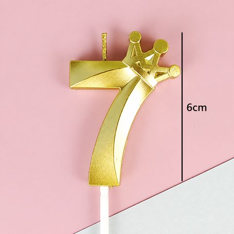Nến Số Nhũ 3D Vương Miện Vàng Số 7