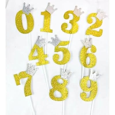 SC - 50 thẻ set cắm số vương miện nhũ 0 - 9