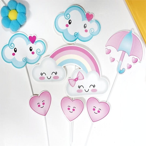 Cam - set cắm mây cầu vồng tim hồng