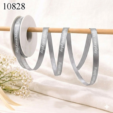 Cuộn 50m Ruy băng HAPPY EVERYDAY Xám Khổ 1Cm