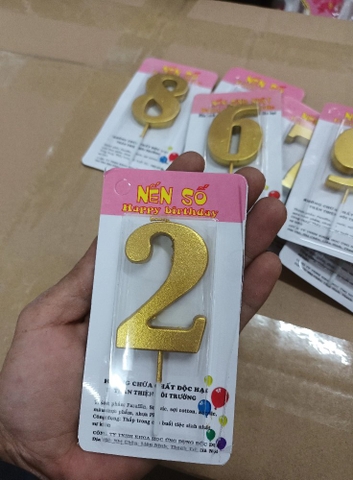 Nến số 2 nhũ vàng đồng loại to