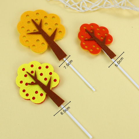 Cam - Set 3 cây lá vải vàng cam đỏ tròn