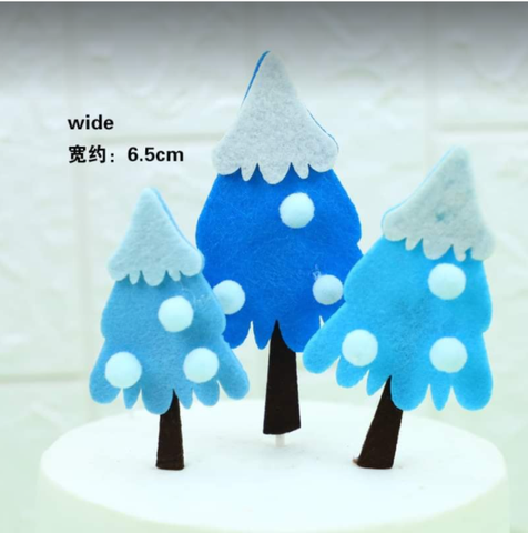 Cam - Set 3 cây thông vải xanh dương chấm tuyết trắng