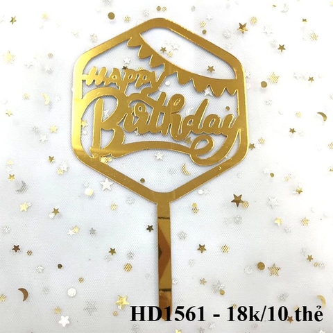 Mica - combo 10 thẻ mica HPBD lục giác vàng