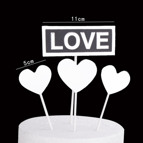 Set cắm tim love Happy birthday bạc