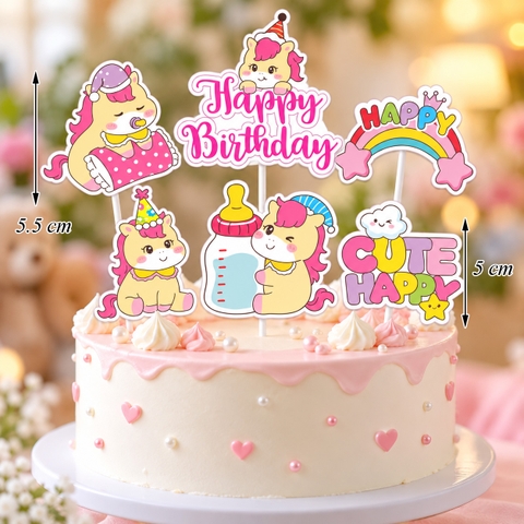 SCG-Set Cắm Ngựa Hồng Ôm Bình Sữa TP