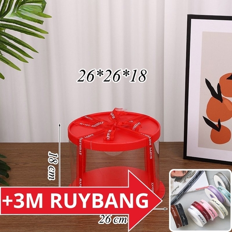 Hộp meka tròn có nắp đỏ (26*26*18) + 3M Ruybang