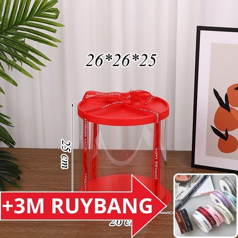 Hộp meka tròn có nắp đỏ (26*26*25) + 3M Ruybang