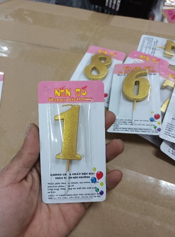 Nến số 1 nhũ vàng đồng loại to