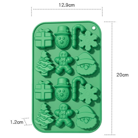 Khuôn Đổ Silicon Xanh Lá Noel Hình Chữ Nhật
