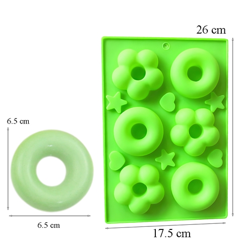 Khuôn Silicone Xanh Lá Tạo Hình Bánh Tròn Và Hoa