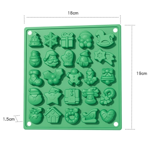 Khuôn Đổ Silicon Xanh Lá Noel Hình Vuông