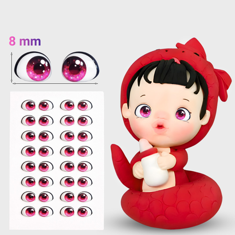 Miếng Dán 20 Cặp Mắt Hồng 3D 8mm