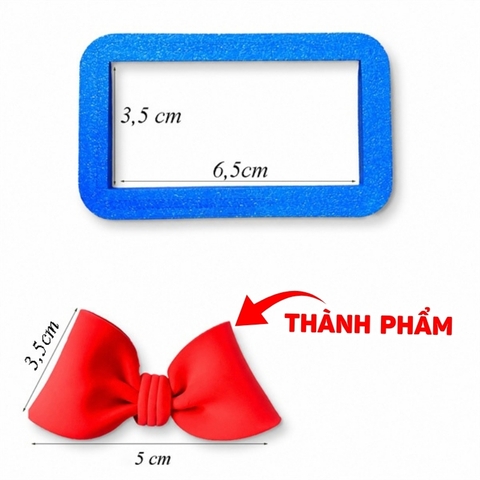 Khuôn cắt đất sét chữ nhật làm nơ 6,5cm