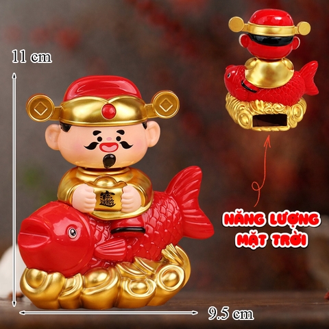 Tượng Thần Tài Gật Gù Ngồi Cá Đỏ TQ