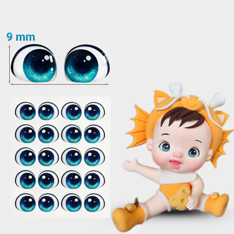 Miếng Dán 20 Cặp Mắt 3D Xanh Biển Lấp Lánh 9mm