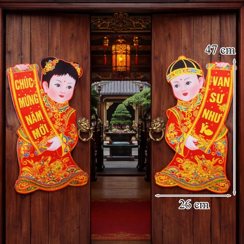 Dán cửa cô cậu vải nhung Size M 47cm