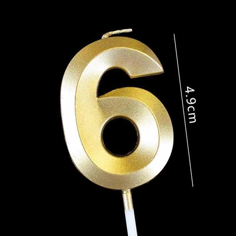 Nến số nhũ 3D số 6.