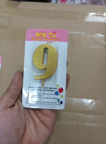 Nến số 9 nhũ vàng đồng loại to