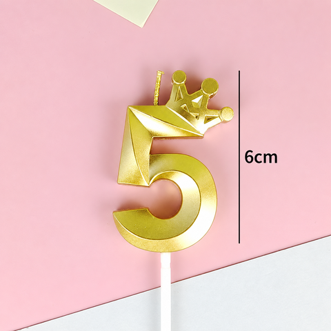 Nến Số Nhũ 3D Vương Miện Vàng Số 5