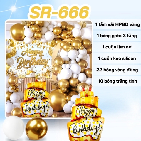 Bóng Chữ HPBD Bánh Kem Vàng SR-666