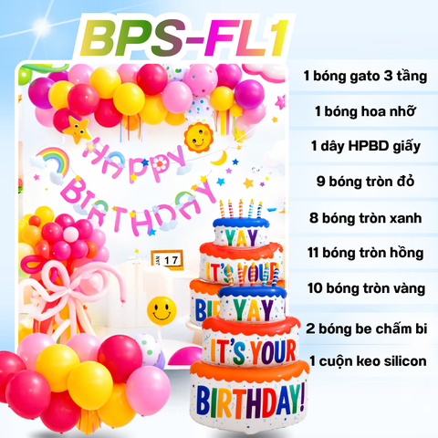 Bóng Chữ HPBD Bánh Kem BPS-FL1