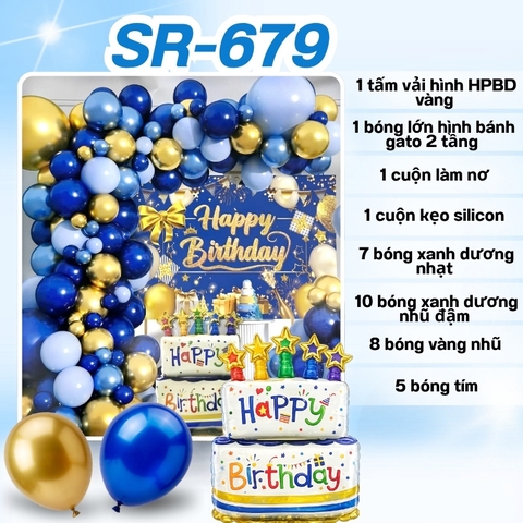 Bóng Chữ HPBD Bánh Kem Xanh Dương SR-679