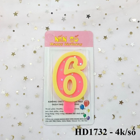 Nến số hồng sao loại to ( số 6 )
