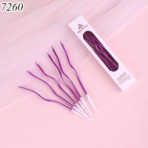 Vỉ nến xoắn nhũ Hồng Đậm dài TP