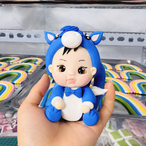 Em Bé Ngựa Đất Set Màu Xanh Dương