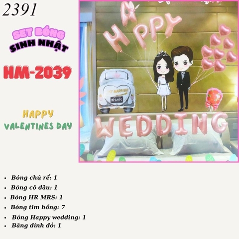Bóng chữ wedding hồng xe hơi 2039 TT