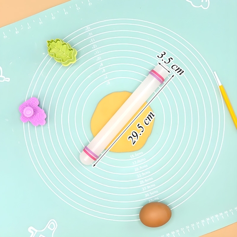 Cây Lăn Bột Nhựa Trắng Có Vòng Căn Độ Dày TQ (3,5*29.5cm)