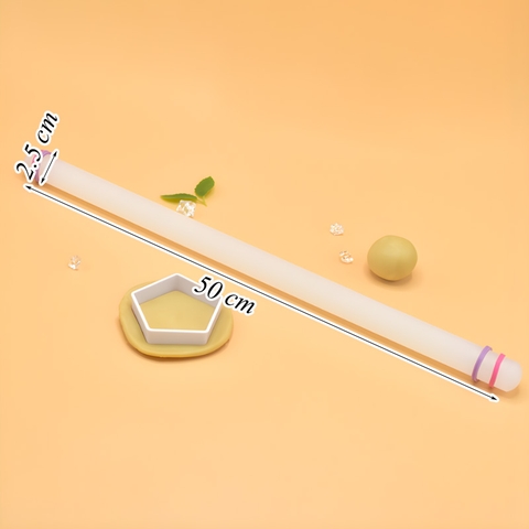 Cây Lăn Bột Nhựa Trắng Có Vòng Căn Độ Dày TQ (2,5*50cm)