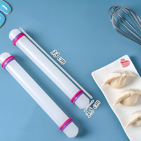 Cây Lăn Bột Nhựa Trắng Có Vòng Căn Độ Dày TQ (3,5*33cm)