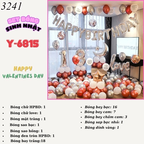 Bóng chữ LOVE bạc 6815 TT
