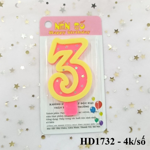Nến số hồng sao loại to ( số 3 )