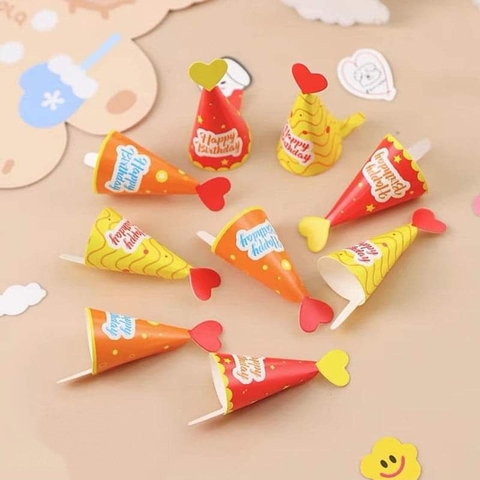 Set 9 mũ mini hpbd đỏ vàng cam