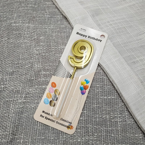 Nến số 9 vàng nhũ