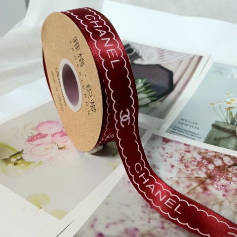 Ruybang chanel đỏ đậm kẻ sóng khổ 2.5cm,45m
