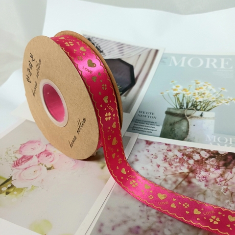 Ruybang Love tim hồng đậm 2.5cm 50m