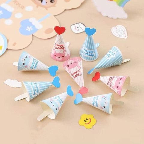Set 9 mũ mini heo thỏ xanh hồng